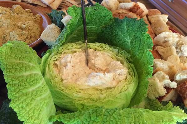 Cabbage dip bowl at event